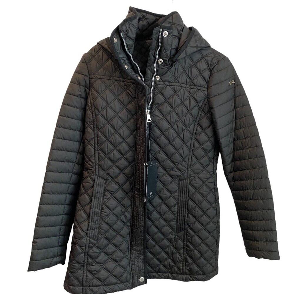 Marc New York Women’s Black Quilted Jacket with Hood Size S NWT